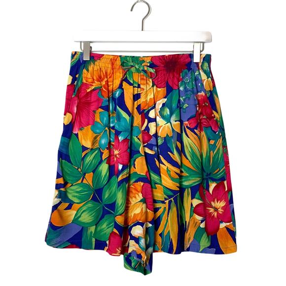Vintage 80s/90s Alfred Dunner Tropical Floral Culottes Shorts sz 14 Petite Large - Picture 2 of 10